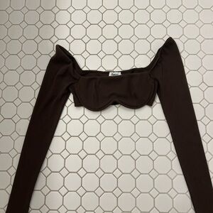 Princess Polly Brown Ribbed Crop Top